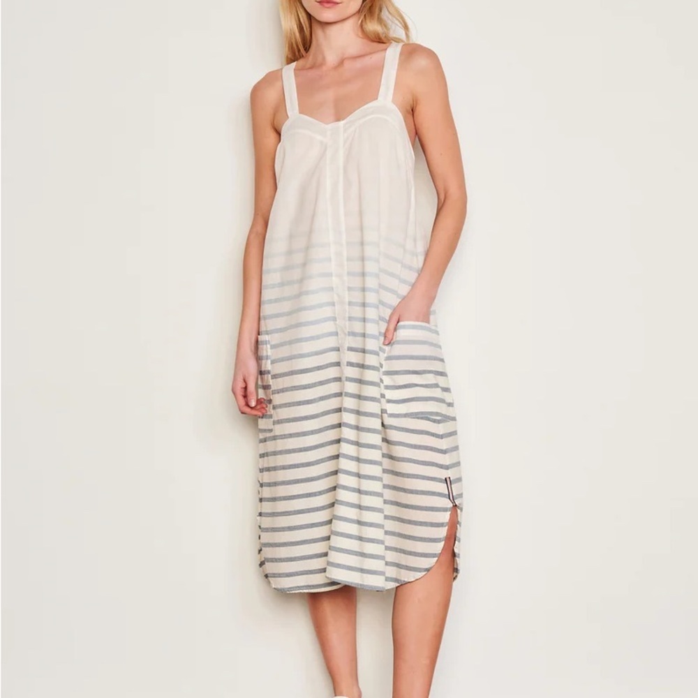 Sundry Cream and Light Blue Striped Swim Coverup